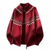 Suéter de punto jacquard Fair Isle para hombre y parejas, chaqueta cárdigan con cuello mao, estilo old money, otoño e invierno, venta al por mayor de fábrica transfronteriza