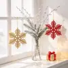 Decoraciones de Navidad 10CM piezas de copo de nieve, piezas de copo de nieve de plástico con purpurina, adorno colgante de copo de nieve hueco para decoración de árbol de Navidad
