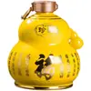Juego de 2.5 kg de Botellas de Vino de Cerámica Jingdezhen, Calabaza Dorada, Frascos Sellados para Almacenamiento de Vino, Frascos para Licores, Frascos de Vino para el Hogar