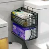 Caixa de Lenços para Banheiro sem Furo Porta-Objetos Cesta Montada na Parede Deslizante Porta-Papel Higiênico Porta-Papel em Rolo para Banheiro