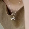 Collar Colgante Mecedora Trituradora de Hielo Carrusel Plata de Ley S925 Exquisito Toque de Alta Gama Cadena Estrecha para Clavícula Linda