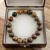 Pulseira de Sândalo Natural com Múltiplas Contas, Pulseira com Nó de Bambu e Mantra de Seis Palavras, Contas de Oração Masculinas, Joias de Contas Budistas de Círculo Único Femininas