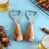 Abridor de Garrafa de Aço Inoxidável Novo Abre-Latas Suporta em Pé Abridor de Garrafa Cabo com Textura de Madeira Artificial Abre-Tampas Compacto Criativo Abridor de Cerveja Garra de Gato