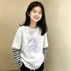 Camiseta de Manga Larga a Rayas de Algodón Puro Estilo Coreano para Niñas 2026 Nuevo Estilo Primavera/Otoño Talla Mediana a Grande Infantil Holgada Camiseta Básica de Cuello Redondo