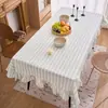Mantel Rayado Teñido en Hilo Verde Salvia Transpirable Tela Decorativa para Mesa de Comedor