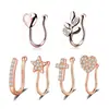 Acero Inoxidable Electrochapado Sin Diamantes Sin Perforación Combinación de 6 Piezas Cruz Corazón Hoja Joyería para Perforar Pinza para Nariz