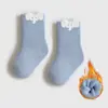 Calcetines para Bebé Otoño e Invierno Tipo Algodón Tipo a Felpa 2025 Recién Nacido 0-3 Meses Sin Costuras Cálidos de Caña Media Calcetines Gruesos