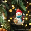 Popular Transfronterizo Acrílico 2D Gorro Navideño Muñeco de Nieve Lindo Colgante de Manualidades Decoración de Árbol de Navidad Colgante de Coche