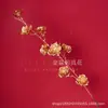 Flor Artificial Dourada Phalaenopsis Flor Dourada de Ano Novo 3 Hortênsia de Madeira Flor Plástica Dourada Folha Dourada Material de Flor Dourada