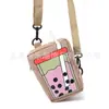Nuevo Estilo Dopamina Lindo Patrón de Té de Burbujas Perla Cartera Creativa de Lona para Monedas Bolso Cruzado para Teléfono Móvil Mochila Pequeña