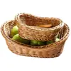 Cesta de Armazenamento Pequena de Rattan Sintético para Frutas Cesta de Armazenamento Trançada Cesta de Lanches para Restaurante Cesta para Batatas Fritas Cesta de Armazenamento para Mesa Venda por Atacado