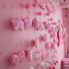 Cortina de porta de planeta rosa, cortina divisória, estilo princesa fada, decoração de quarto sem perfuração, arranjo de coração de menina, quarto
