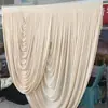 Cortina de seda de leche calidad exportación, diseño de ola arqueada estilo europeo, adecuada para fondos de bodas, decoraciones de escenario y otros eventos