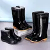 Botas de lluvia de caña alta, resistentes al desgaste, impermeables, botas de goma resistentes a ácidos y álcalis, engrosadas, antideslizantes, para sitios de construcción, botas de trabajo, zapatos y botas de agua para hombre