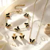 Fabricante de conjunto de joyería de mariposa concha estilo francés transfronterizo, combinación de collar, pulsera y pendientes de nicho de alta gama para mujer