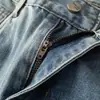 Nuevos Jeans de Mezclilla Azules Lavados Desgastados Estilo Americano Sueltos Rectos para Hombre Tendencia High Street Primavera y Otoño 2025