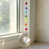 Campanilla de Viento de Cristal de Colores con Forma de Luna Transfronteriza, Adorno Colgante, Atrapasoles, Colgante Decorativo para el Hogar, Regalo de Navidad, Dropshipping