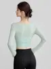 Top de malla de otoño de alta gama de dos piezas falsas para yoga, camiseta atlética de manga larga para correr, fitness y entrenamiento de Pilates, para mujer