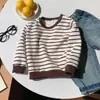 Sudadera Redonda de Rayas y Lunares de Colores para Niños, Primavera y Otoño, Unisex para Niños, Top Holgado de Manga Larga, Ropa Exterior Casual de Bebé