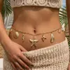 Corrente de cintura de concha e estrela do mar estilo férias de praia transfronteiriça europeia e americana, corrente fina sexy para garotas quentes, acessório de cintura de concha, corrente corporal