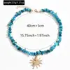 Joias transfronteiriças europeias e americanas, colar único de cascalho azul irregular com pingente de sol, estilo casual de férias