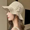 Sombrero Plegable Lavable Floral de Nuevo Estilo, Sombrero de Pescador Estilo Coreano de Verano, Sombrero de Sol con Visera para Proteger del Sol en Exteriores, Sombrero de Cubo