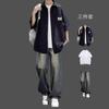 Trajes de Hombre para Primavera y Otoño, Varios Estilos de Conjuntos de Manga Larga, Estilos Delgados Combinados con Jeans, Trajes Casuales de Tres Piezas para Hombre, Ropa Casual Ligera y Madura