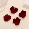 Otoño e Invierno Año Nuevo Retro Rose Terciopelo Pendientes Accesorios Boda Compromiso Corazón Camelia Pétalo Pendientes Productos Semi-acabados