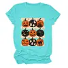 Amazon eBay sitio independiente moda casual versátil mujer nueve calabaza fantasma murciélago gato negro cuello redondo manga corta