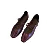Em Estoque para Entrega Imediata~ Sapatos Mary Jane Retrô Femininos com Elevação Oculta de 3cm, Couro Genuíno Ultrassuave, Sapatos Baixos Estilo Francês com Bico Quadrado