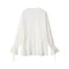 2026 Verão Novos Produtos Europeu e Americano Transfronteiriço Moda Feminina Moda de Rua Moda Costura Renda Camisa de Manga Longa W08 0522