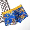 Calzoncillos tipo bóxer para hombre de algodón puro con estampado de dragón dorado, marca de moda, patrón de dragón amarillo, ropa interior de personalidad juvenil
