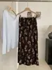 Falda Recta con Cintura Elástica, Estampado Degradado y Abertura Trasera para Mujer KEKEZOON, Falda Midi de Cintura Alta para Verano 7368