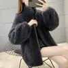 Abrigo de moda para mujer, forro polar de invierno, grueso, de doble cara, con cuello vertical, cálido, cárdigan con cremallera para mujer.