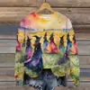 Sudadera de Manga Larga con Cuello Redondo y Estampado de Halloween para Mujer, Casual, Estilo Horror, Talla Grande