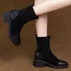 Botas delgadas de cuero mate de moda para mujer, nueva colección otoño/invierno 2026, botines forrados de felpa, cómodas botas estilo Martin de media pantorrilla