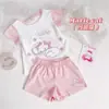 Conjunto de Dos Piezas de Dibujos Animados para Niñas, Nuevo Estilo Verano 2026, Moda con Mangas Voladas, Lindo Ropa de Casa, Conjunto de Pijama de Manga Corta, Tendencia