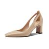 Novos Sapatos de Moda para o Outono de 2026 com Salto Bloco para Mulheres, Sapatos de Salto Alto Estilo Fada Retrô com Recortes e Bico Quadrado