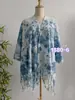 Capa de Punto Tie-Dye Étnica para Vacaciones, Capa Fina con Borlas para Mujer, Cárdigan, Chal Calado Estilo Primavera y Otoño, Blusa, Ropa Exterior