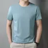 Camiseta de Manga Corta 100% Algodón Puro para Hombre, Color Sólido de Verano Manga Larga Casual Cuello Redondo Prenda Base para Hombre Delgado Holgado