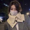 Bufanda de invierno cálida retro de Corea del Sur para mujer, nueva, combinable con todo, informal, a prueba de frío, protección para el cuello, bufanda de punto a la moda