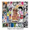 50 pegatinas de graffiti de roca personalizadas no repetitivas para equipaje transfronterizo, pegatinas para cuaderno, pegatinas impermeables removibles