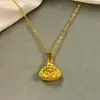 Pingente de Buda Maitreya auspicioso em ouro areia, colar sólido minimalista e elegante, presente estilo chinês, produto para live-streaming para atrair clientes, joias