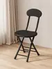 Taburete Plegable con Respaldo, Silla con Cojín Suave, Silla Sencilla para el Hogar, Silla Plegable para Dormitorio, Taburete Pequeño para Balcón, Taburete Redondo Portátil