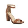 Sandálias de Salto Alto Femininas de Verão Plus Size 32-46 Cor Sólida Simples Tira de Dedo Aberta Salto Grosso Feminino G86