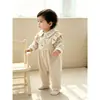 Mameluco de primavera y otoño para bebé niña, elegante estampado floral, lindo diseño de conejito, mameluco de manga larga para bebé