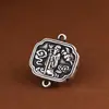 Ciervo Dorado Rey Plata Pura Estilo Étnico Vintage Símbolo de Longevidad Plata de Ley 990 Accesorio de Cuerda Trenzada Hecha a Mano DIY Joyería