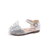 Sandalias Nuevas de Verano para Niñas 2026 Estilo Coreano Zapatos de Princesa con Lazo Suela Suave para Bebé Zapatos Brillantes con Pedrería de Cristal YNXU Mayoreo