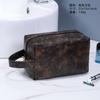Bolsa de Maquiagem de Couro PU Bolsa de Higiene Pessoal Portátil Masculina Viagem Grande Capacidade Impermeável Conjunto Completo de Maquiagem Bolsa de Maquiagem para Pendurar