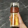 Vaso de Vidrio con Separación de Té y Agua, Doble Capa Engrosada Resistente al Calor, Vaso de Agua Portátil, Vaso de Preparación de Té Lindo de Moda para Estudiantes Mujeres en Verano